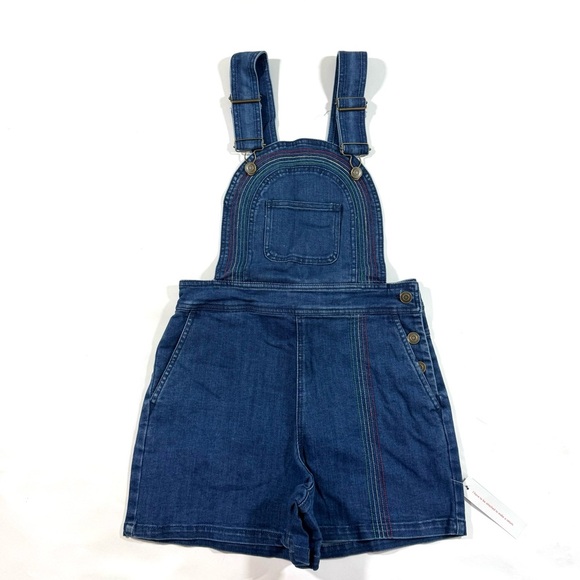 New ModCloth Bouncing Over The Rainbow Denim Shortalls - Picture 3 of 10